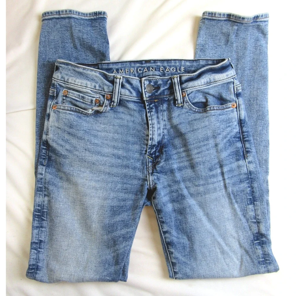 American Eagle Air Flex Jeans Acid Wash Slim Stretch 30x32 Actual 30x31
